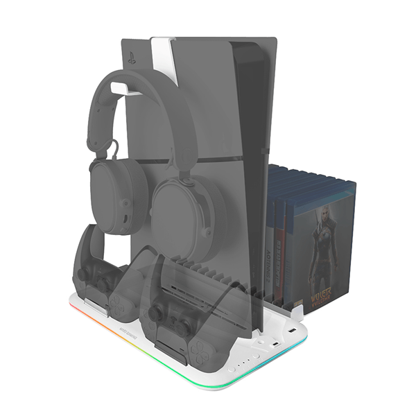 SOPORTE MULTIFUNCION PARA PS5 MARS GAMING MPS5-B2 ILUMINACION RGB SISTEMA DE REFRIGERACION CARGADOR