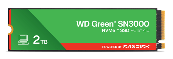 WESTERN DIGITAL Green WD Green SN3000 NVMe SSD 2048GB M.2 5000MB/s PCI Express 4.0 NVMe