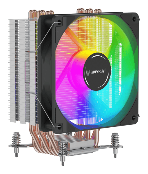 VENTILADOR CON DISIPADOR PARA CPU UNYKA UNYCOOL H60 ARGB 9 ASPAS 120mm COMPATIBLE TODO INTEL + AM4