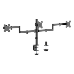 AISENS Soporte de mesa eco giratorio e inclinable para 3 monitores 10kg  3 Pivotes  2 Brazos  de 13 27  Negro