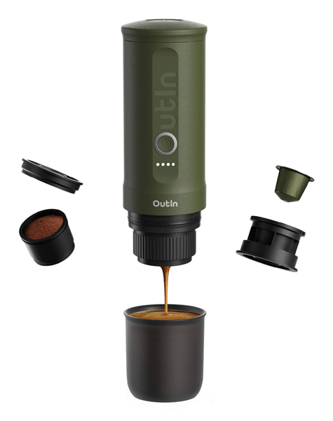 CAFETERA CAPSULAS OUTIN NANO ESPRESSO PORTATIL GREEN