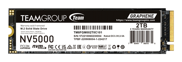 TEAMGROUP NV5000 SSD 2000GB M.2 5000MB/s PCI Express 4.0 NVMe