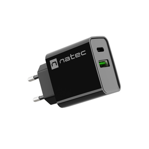 CARGADOR-NATEC-RIBERA-20W-1XUSB-A---1XUSB-C-PD3.0-QC3.0-NEGRO