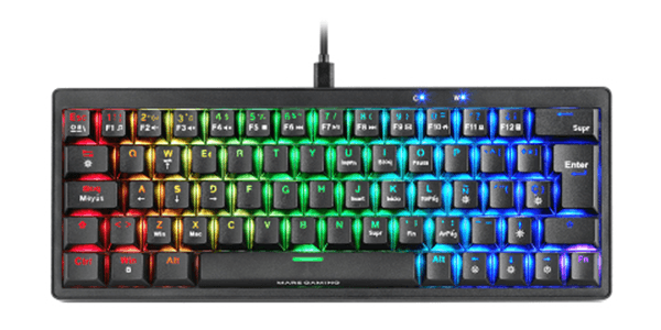 TECLADO MARS GAMING COMPACTO MKMINIPROBRES HOT-SWAP MECANICO SWITCH MARRON RGB CHROMA NEGRO