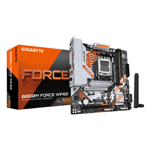 GIGABYTE-AMD--B850M-FORCE-WIFI6E-Placa-Base-–-Compatible-con-procesadores-AMD-Ryzen-serie-9000-VRM-digital-de-8-2-2-fases-hasta-9600-MHz-DDR5--OC--1-x-M.2-PCIe-5.0---2-x-M.2-PCIe-4.0-Wi-Fi-6E-LAN-2.5-GbE-USB-3.2-Gen-2-Socket-AM5