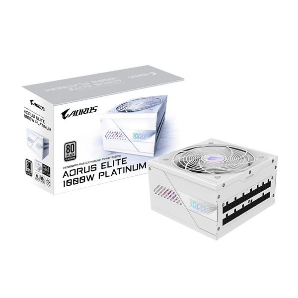 Fuente Alimentación 1000W GIGABYTE AORUS ELITE P1000W ICE Fuente de Alimentación - PCIe 5.0, 80 PLUS Platinum, Diseño completamente modular, Ventilad