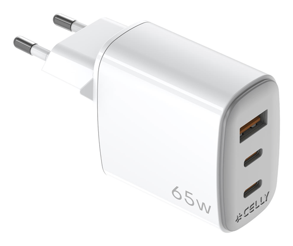 CARGADOR GAN 1USB 2USBC 65W WH