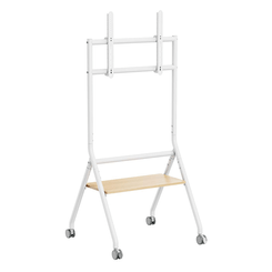 AISENS Soporte de suelo eco con rueda  1 bandeja para pantalla interactiva TV 80kg de 37 86  Blanco Madera