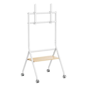 AISENS-Soporte-de-suelo-eco-con-rueda--1-bandeja-para-pantalla-interactiva-TV-80kg-de-37-86--Blanco-Madera