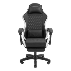 SILLA GAMER MARS GAMING MGCXBBL NEGRA Y BLANCA RECLINABLE REPOSABRAZOS AJUSTABLE REPOSAPIES COJINES