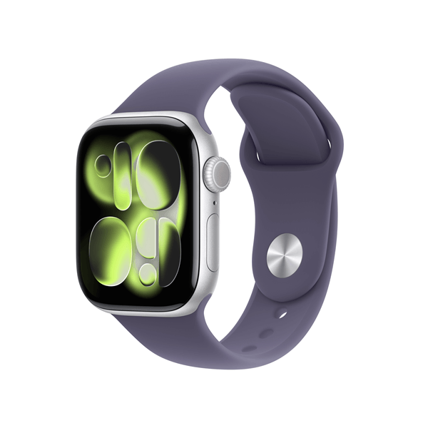 Apple Watch Series 11 GPS + Cellular 42mm Silver Aluminium Case with Purple Fog Sport Band - M/L