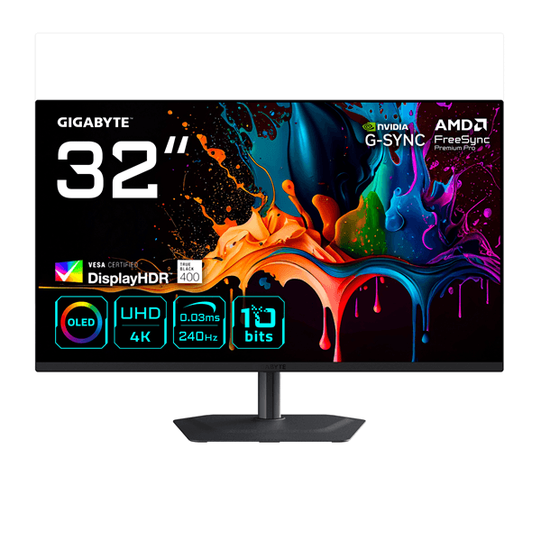 MONITOR GIGABYTE 32″ MO32U2,3840X2160 (OLED UHD),0.18PP,1000:0,03MS,165HZ,2HDMI+1DP+3USB3.2+USB TYPE C,ALTAVOCES