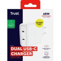 Miniatura 9 de CARGADOR USB GAN TRUST MAXO 65W 2xUSB-C INCLUYE CABLE USB-C 2m COLOR BLANCO