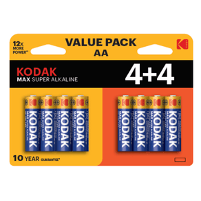 PILAS-AA-KODAK-MAX-ALCALINA-LR6-PACK-8--4-4--UNIDADES-2800-mAh-1.5V--ecotasas-incluidas-