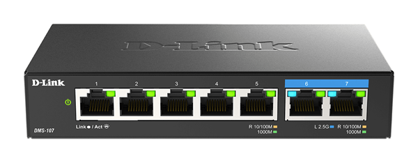 SWITCH NO GESTIONABLE D-LINK DMS-107 5P GIGA+ 2P 2.5G SOBREMESA NO RACK