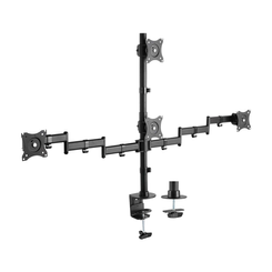 AISENS Soporte de Mesa Eco Giratorio e Inclinable para 4 Monitores 8kg  4 Pivotes  2 Brazos  de 13  27   Negro