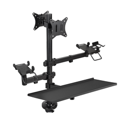 SOPORTE DE MESA TOOQ TQPM000 TPV IMPRESORA 2 PANTALLAS 17-32" TERMINAL LECTOR BANDEJA TECLADO NEGRO