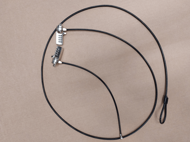 CERRADURA COMBINADA DE DOBLE CABEZAL.4mmX150cm+30CM para Kensington portátil, PC, monitor