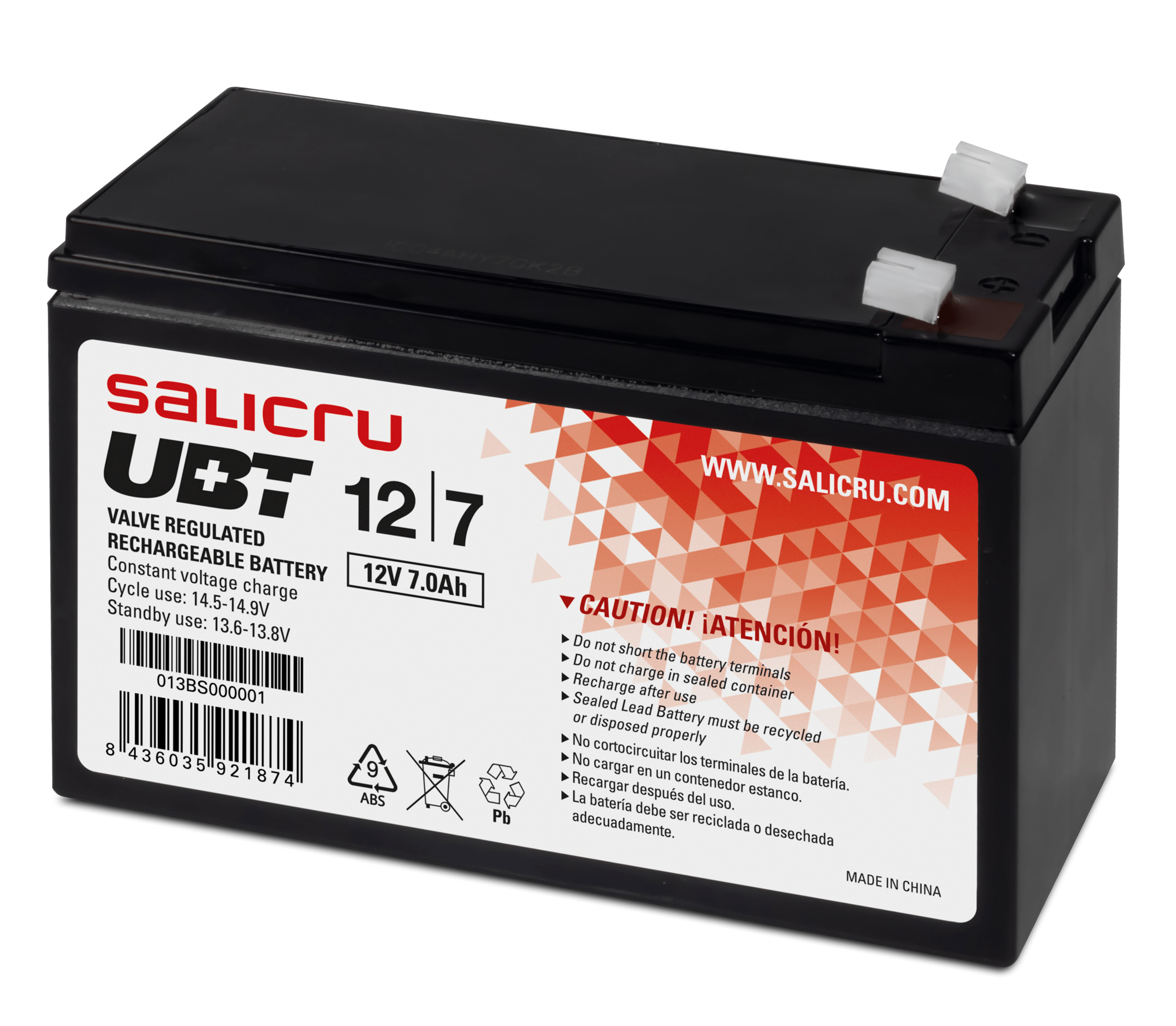 BATERIA UBT 12/7 7 AH / 12V SIN MANTENIMIENTO IN