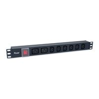 Miniatura 2 de REGLETA ALIMENTACION ALUMINIO RACK 19" 1U 6 TOMAS IEC C13 + 2 TOMAS IEC C19 CON INTERRUPTOR