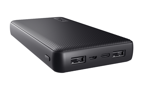 POWERBANK UNIVERSAL TRUST 24676 PRIMO 20000mAh COLOR NEGRO INPUT MICRO USB Y USB-C OUT 2 USB-A 1 USB