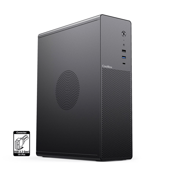COOLBOX COOLBOX CAJA MATX SLIM T100 USB-C 3.2 GEN1 FULL METAL S/FTE + 1 VENT. 90MM Negro