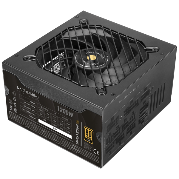 FUENTE DE ALIMENTACION MODULAR MARS GAMING 1200W MPB1200PSI ATX 3.1 80 PLUS GOLD PFC ACTIVO NEGRO