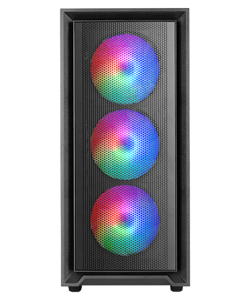 CAJA ATX SEMITORRE GAMING MARS GAMING MCAIR FRONTAL NEGRO DE MALLA 4x120mm RAINBOW