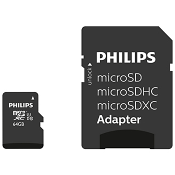 MEMORIA SD MICRO-SDXC 64GB PHILIPS CLASE 10 + ADAPTADOR 95MB/ FM64MP45B