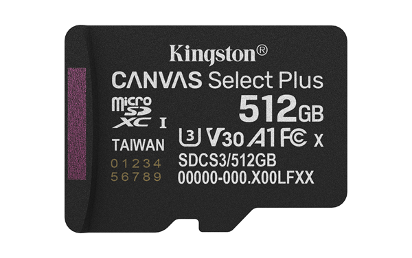 512GB micSDXC Canvas Select Plus Gen3 150R A1 Single Pack w/o ADP