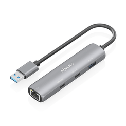AISENS USB3 0 Dock USB A A Ethernet Gigabit   Hub 2xUSB C 1xUSB A  Gris  15cm