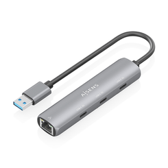 AISENS USB3 0 Dock USB A A Ethernet Gigabit   Hub 3xUSB C  Gris  15cm