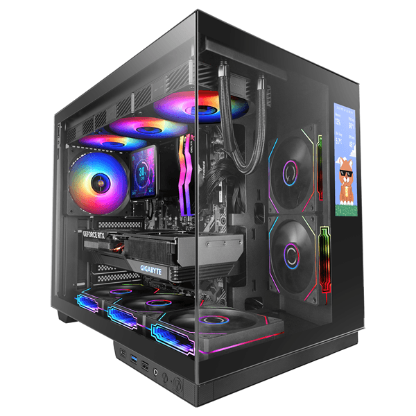 CAJA ATX CUBE MARS GAMING MCMIRAGE NEGRO CRISTAL CONTINUO LCD GPU 400mm 1x3.5 2x2.5