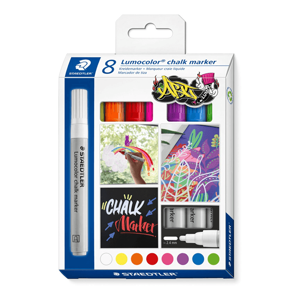 ESTUCHE 8 PIEZAS SURITDAS ROTULADOR CHALK MARKER LUMOCOLOR 344 TIZA LIQUIDA STAEDTLER 344 C8