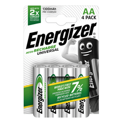 BLISTER 4 PILAS RECARGABLES UNIVERSAL POTENCIA 1300 MAH TIPO HR6 ENERGIZER E301376000