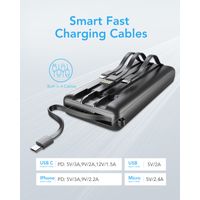 Miniatura 20 de Veger VG W2059 Power Bank 20 000 mAh Con 4 cables USB C Micro USB 8 Pin USB A