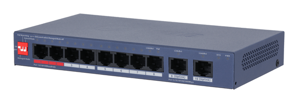 (DH-CS4010-8ET2GT-110) DAHUA SWITCH 10 PUERTOS CLOUD MANAGED, 8 POE, 2 GIGABIT, 110W, HI-POE, L2