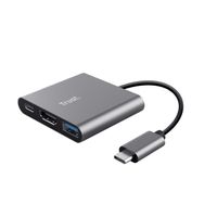 Miniatura 1 de DOCKING USB-C TRUST DALYX 3 EN 1 1xHDMI 4K 1xUSB-A 3.2 1xUSB-C PD 100W GRIS