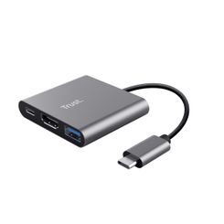 DOCKING USB-C TRUST DALYX 3 EN 1 1xHDMI 4K 1xUSB-A 3.2 1xUSB-C PD 100W GRIS