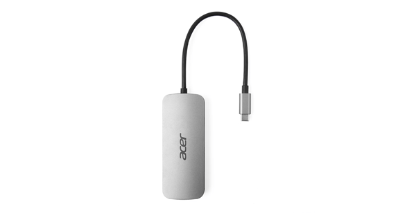 DOCKING USB-C ACER 7 EN 1 1xHDMI 4K 3xUSB-A 3.2 1xUSB-C PD 100W 1xSD/TF PLATA