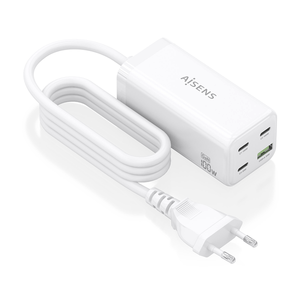 AISENS-Cargador-Sobremesa-GaN-100W--3x-USB-C-PD3-0-QC4-0-QC5-0--1x-USB-A-QC3-0--Blanco
