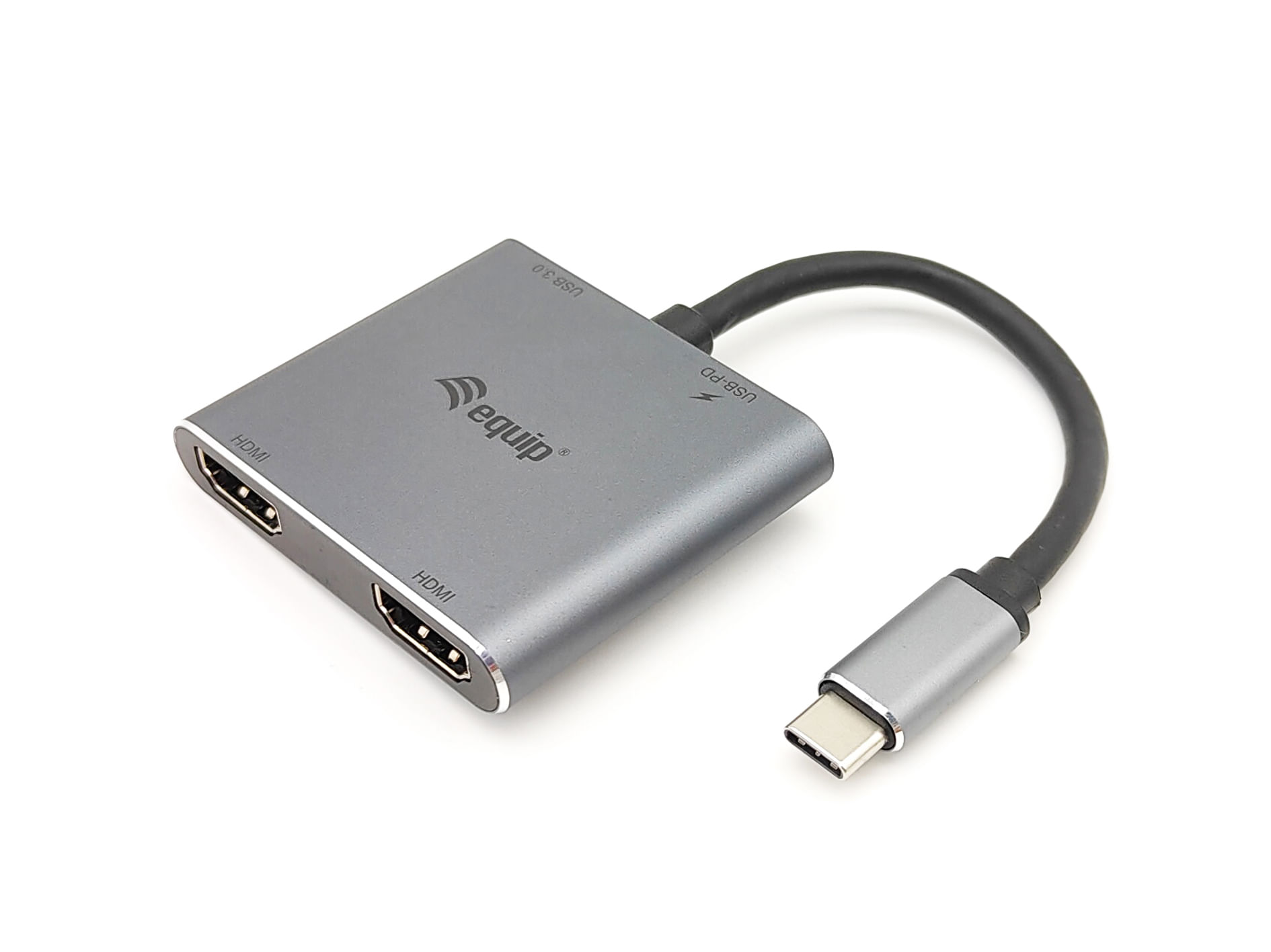 ADAPTADOR USB-C 4IN1 2 X HDMI 4K HUB USB-C CARGA USB 3.0