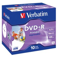 PACK 10 DVD+R 4.7 GB VERBATIM 16X IMP.JEWEL