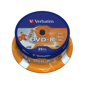 TAMBOR 25 DVD-R 4,7 GB VERBATIM 16X IMPRIMIBLE