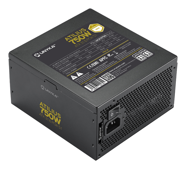 Fuente Alimentación 750W UNYKA Fuente de Alimentación ATX Atilius 3.1 Black 750W Gold 80 PLUS Gold Non-Modular Negro