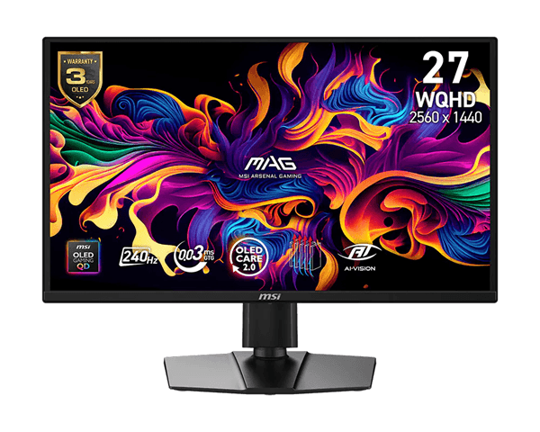 Msi Negro Monitor Mag 272Qp Qd-Oled X24. 26.5" 2560X1440 Qd-Oled Plano. 240Hz.