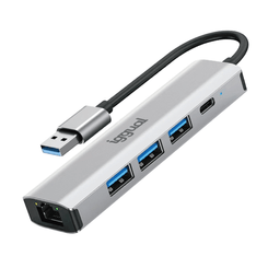 iggual Hub USB-A 5 puertos 3xUSB + RJ45 + tipo C