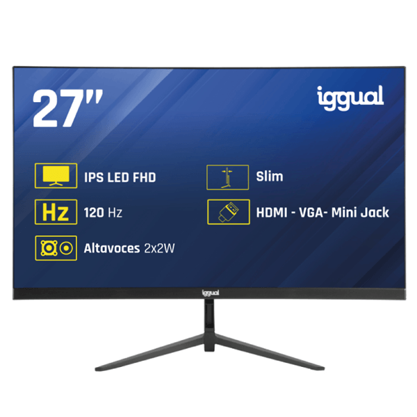 MONITOR IGGUAL Monitor 27" IPS 1ms FHD 120Hz VGA HDMI +Altavoces 27" IPS 1920 x 1080 HDMI VGA Altavoces