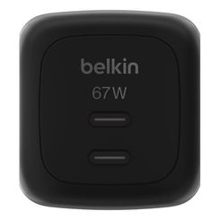 CARGADOR USB GAN BELKIN WCH020kqBK 67W 2xUSB-C PD PPS DISE??O COMPACTO COLOR NEGRO