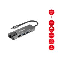 Miniatura 9 de ADAPTADOR USB-C 5EN1 EQUIP HDMI 4K USB-C  DATOS  USB-A 5GB/S X2  USB-C CARGA MAX 100W RJ45 GIGABIT